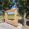 Einweihung zu 50 Jahre Landkreis Limburg-Weilburg - die "Goldene Mitte" in Arfurt - ein Fenster mit Holzrahmen inmitten der Natur